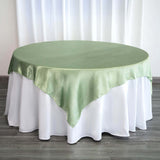 72" x 72" Sage Green Satin Square Tablecloth Overlay