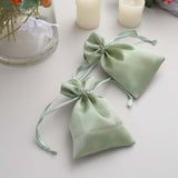 12 Pack | 4x6inch Sage Green Satin Drawstring Wedding Party Favor Gift Bags