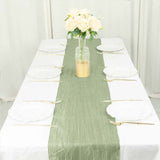 12inch x 108inch Sage Green Accordion Crinkle Taffeta Linen Table Runner