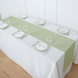 14x108Inch Sage Green Boho Chic Rustic Faux Burlap Cloth Table Runner