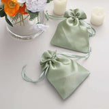 12 Pack | 5x7inch Sage Green Satin Drawstring Wedding Party Favor Gift Bags