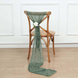 5 Pack | Dusty Sage Gauze Cheesecloth Boho Chair Sashes - 16inch x 88inch