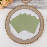 50 Pack Sage Green Soft 2-Ply Disposable Cocktail Napkins, Paper Beverage Napkins 18 GSM - 5inch