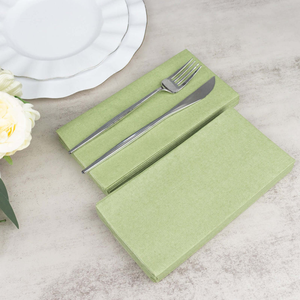 Linen-Like Paper Napkins Sage Green | TableclothsFactory