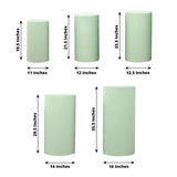 Set of 5 Sage Green Cylinder Stretch Fitted Pedestal Pillar Prop Covers