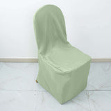 Sage Green Polyester Banquet Chair Cover, Reusable Stain Resistant Slip On Chair Cover