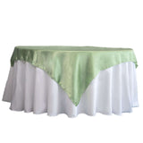 60inch x 60inch Sage Green Seamless Satin Square Tablecloth Overlay