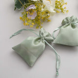 12 Pack | 4x6inch Sage Green Satin Drawstring Wedding Party Favor Gift Bags