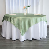 72" x 72" Sage Green Satin Square Tablecloth Overlay