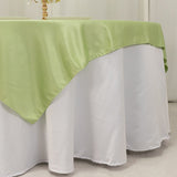 72x72inch Sage Green Lamour Satin Table Overlay, Square Tablecloth Topper