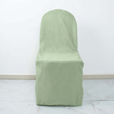 Sage Green Polyester Banquet Chair Cover, Reusable Stain Resistant Slip On Chair Cover