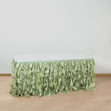 14ft Sage Green Curly Willow Taffeta Table Skirt