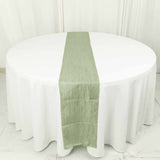 12inch x 108inch Sage Green Accordion Crinkle Taffeta Linen Table Runner