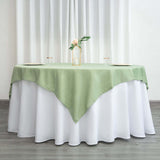 70"x70" Sage Green Square Polyester Table Overlay Washable Linen Overlay