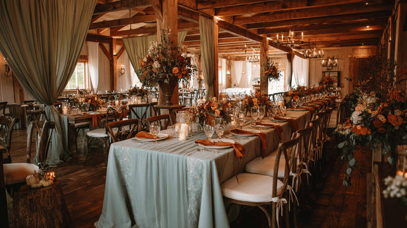 sage green and terracotta wedding decor