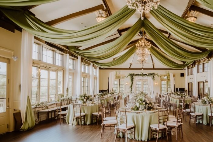 sage green Ceiling Drapes