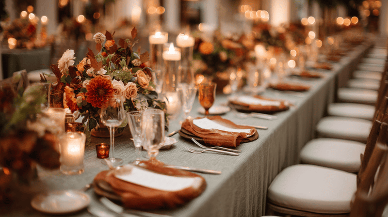 sage green and terracotta table setting 