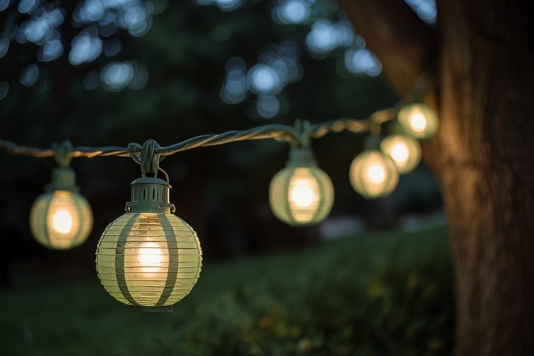 sage green wedding lights