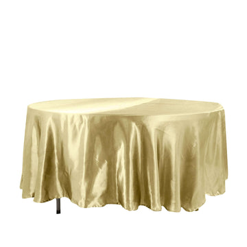 Satin 108" Round Tablecloth Champagne - Smooth and Lustrous Table Cover