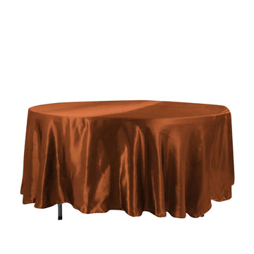 Satin 108" Round Tablecloth Cinnamon Brown - Smooth and Lustrous Table Cover