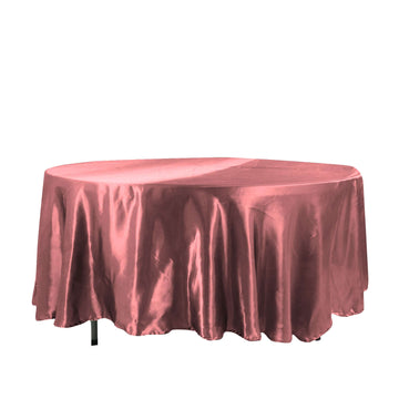 Satin 108" Round Tablecloth Cinnamon Rose - Smooth and Lustrous Table Cover