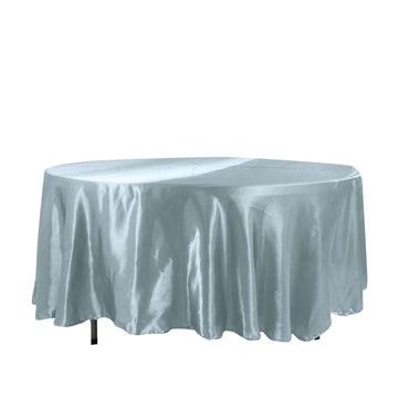 Satin 108" Round Tablecloth Dusty Blue - Smooth and Lustrous Table Cover