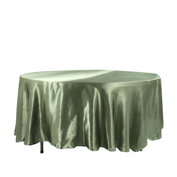 Satin 108" Round Tablecloth Dusty Sage Green - Smooth and Lustrous Table Cover