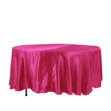 Satin 108" Round Tablecloth Fuchsia - Smooth and Lustrous Table Cover