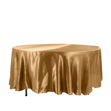 Satin 108" Round Tablecloth Gold - Smooth and Lustrous Table Cover for Weddings & Events