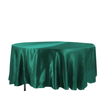 Satin 108" Round Tablecloth Hunter Emerald Green - Smooth and Lustrous Table Cover