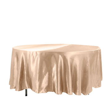 Satin 108" Round Tablecloth Nude - Smooth and Lustrous Table Cover