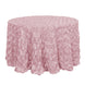 120inch Blush / Rose Gold Grandiose 3D Rosette Satin Round Tablecloth