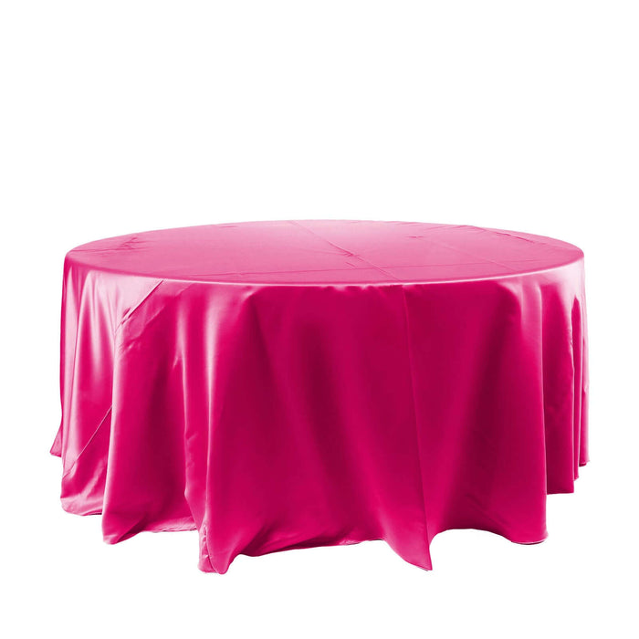 Satin 120" Round Tablecloth Fuchsia - Stylish Seamless Table Cover