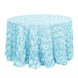 120inch Light Blue Grandiose 3D Rosette Satin Round Tablecloth