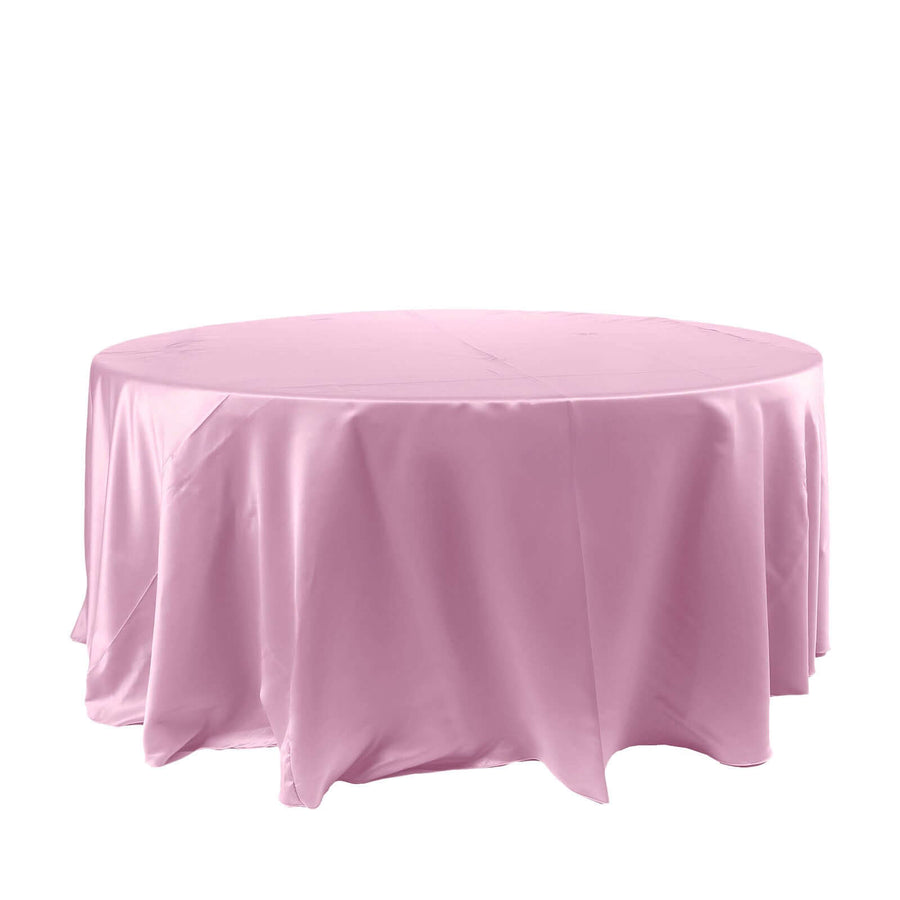 Satin 120" Round Tablecloth Pink - Stylish Seamless Table Cover