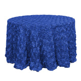 120inch Royal Blue Grandiose 3D Rosette Satin Round Tablecloth