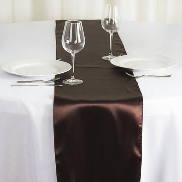 Satin 12"x108" Table Runner Chocolate - Stylish Table Linen