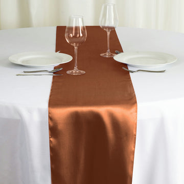 Satin 12"x108" Table Runner Cinnamon Brown - Stylish Table Linen