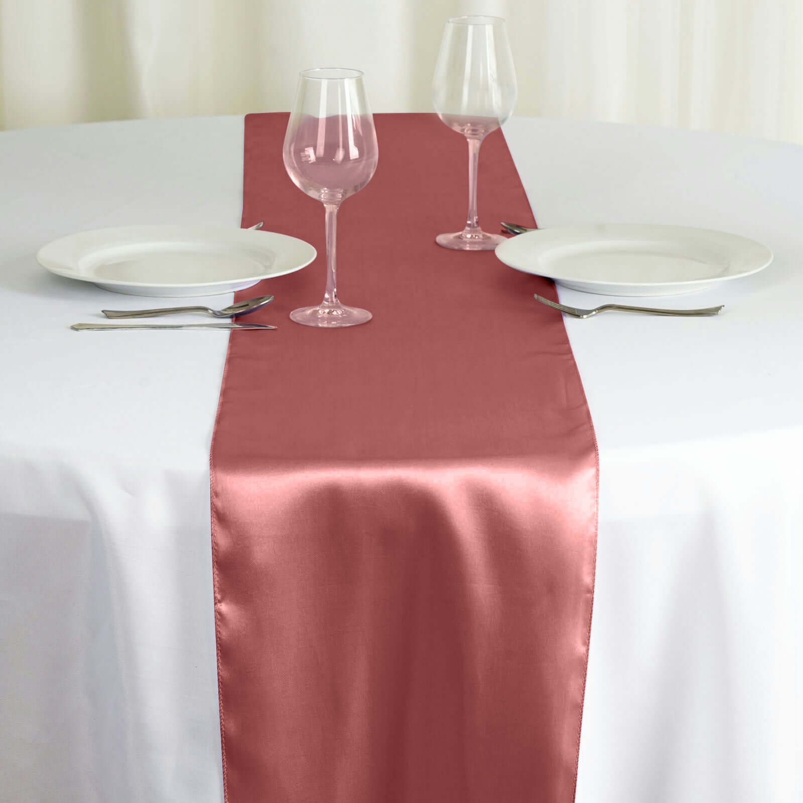 Satin 12"x108" Table Runner Cinnamon Rose - Stylish Table Linen