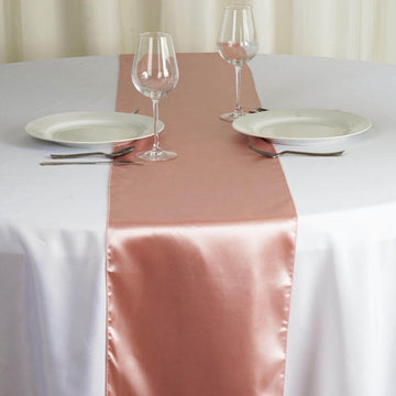 Satin 12"x108" Table Runner Dusty Rose - Stylish Table Linen