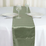 12inch x 108inch Eucalyptus Sage Green Seamless Satin Table Runner#whtbkgd