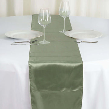 Satin 12"x108" Table Runner Dusty Sage Green - Stylish Table Linen