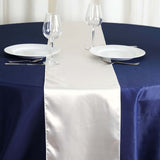 12"x108" Ivory Satin Table Runner#whtbkgd