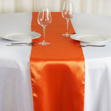 Satin 12"x108" Table Runner Orange - Stylish Table Linen