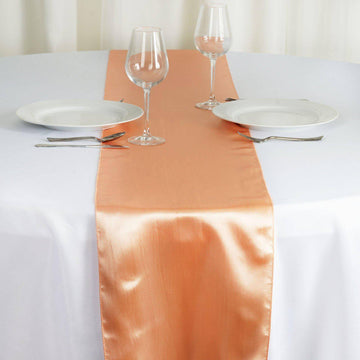 Satin 12"x108" Table Runner Peach - Stylish Table Linen