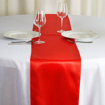 Satin 12"x108" Table Runner Red - Stylish Table Linen