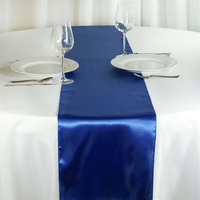 12"x108" Royal Blue Satin Table Runner#whtbkgd