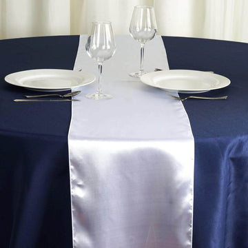 Satin 12"x108" Table Runner White - Stylish Table Linen for Weddings & Events