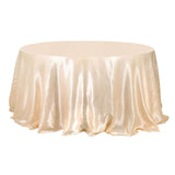 132inch Beige Seamless Satin Round Tablecloth