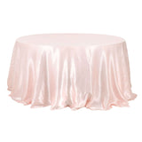 132inch Blush / Rose Gold Seamless Satin Round Tablecloth